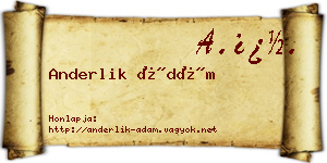 Anderlik Ádám névjegykártya
